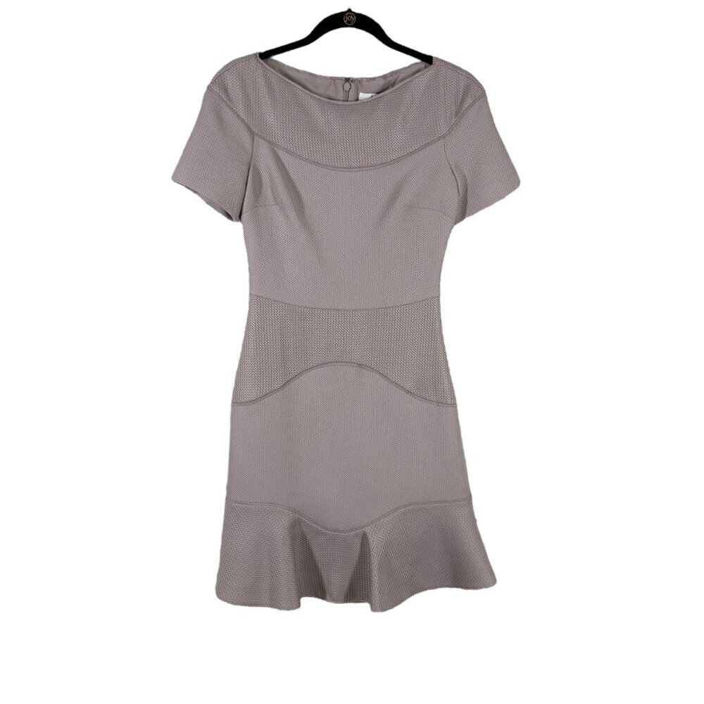 Reiss Tan/Beige Short Sleeve Fitted Textured Dress Women's US Size 2